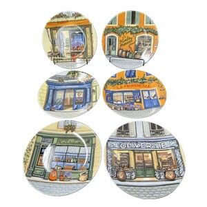 Philippe Desholilieres Porcelain Appetizer Plates Made in France Set of 6 Plates